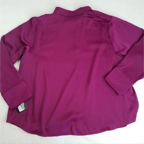Rachel Roy Collection Satin Blouse Victorian Violet PLUS SIZE 24W Stretch Purple - Picture 2 of 12